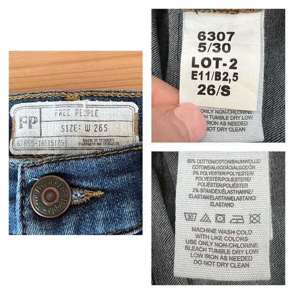 Free People Blown Out Knee Skinny Jeans Size 26S Distressed Dark Wash 26 Short - Picture 3 of 9